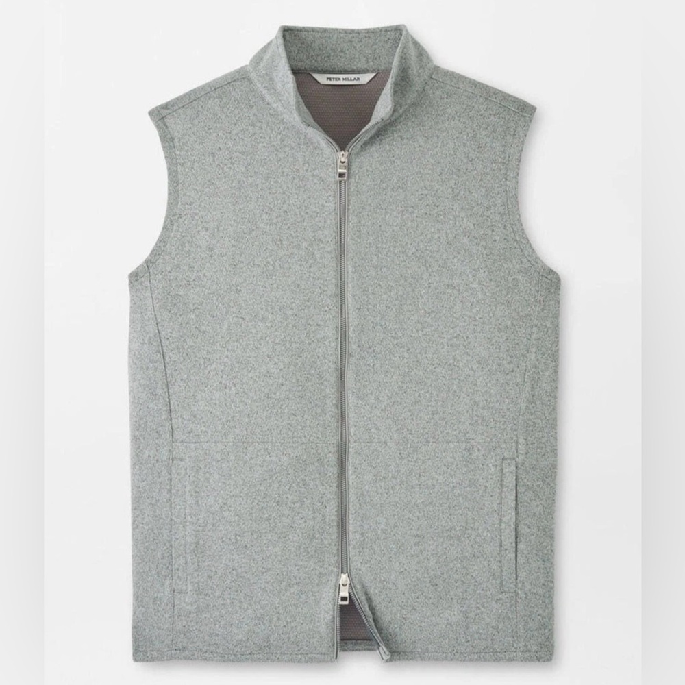 Peter Millar Men's Gale Gray Crown Sweater Fleece Vest Full-Zip Size Small NWT